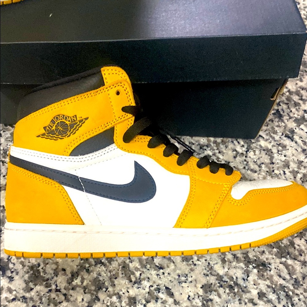 Air Jordan High-Top Sneakers in Yellow and White